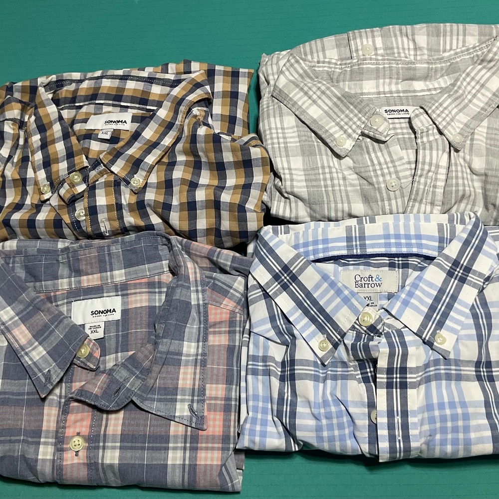 Bundle 4 Sonoma/Croft & Barrow Men's Long Sleeve Button Down Shirts SZ XXL $38!